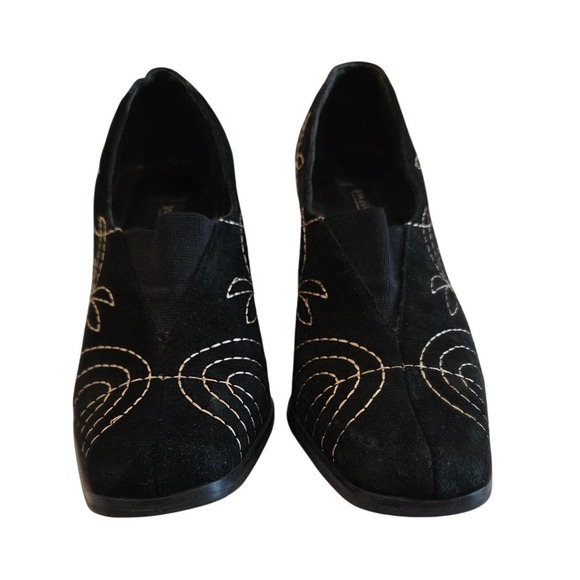 Matisse Women's Black Suede Embroidered Heel Booties Size 7M Made in Brazil - Picture 7 of 10